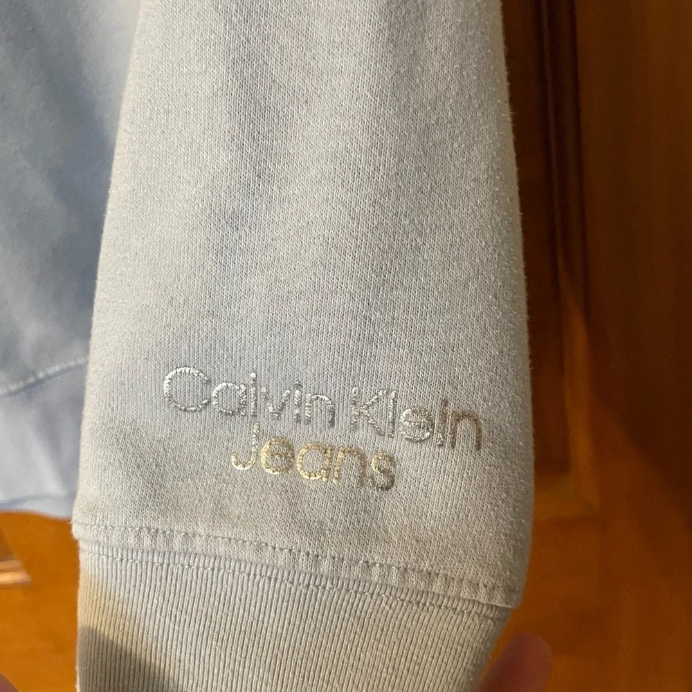 Calvin Klein Jeans Sky Blue Sweatshirt with Metallic Logo - Picture 5 of 6